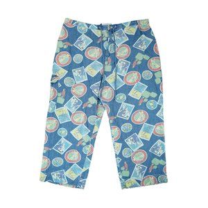 Vintage 1990s Sag Harbor Sport Travel‎ Print Denim Pants Size XL 100% Cotton